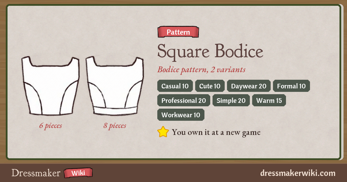 Square Bodice (pattern) - Dressmaker Wiki