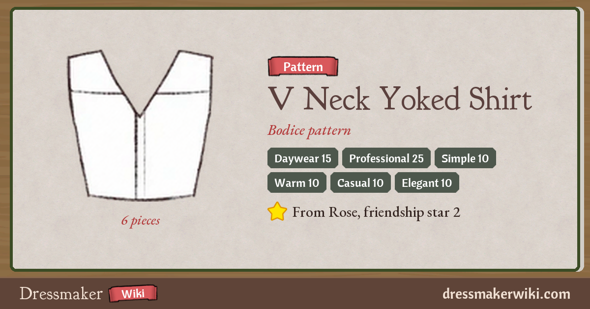 V Neck Yoked Shirt (pattern) - Dressmaker Wiki