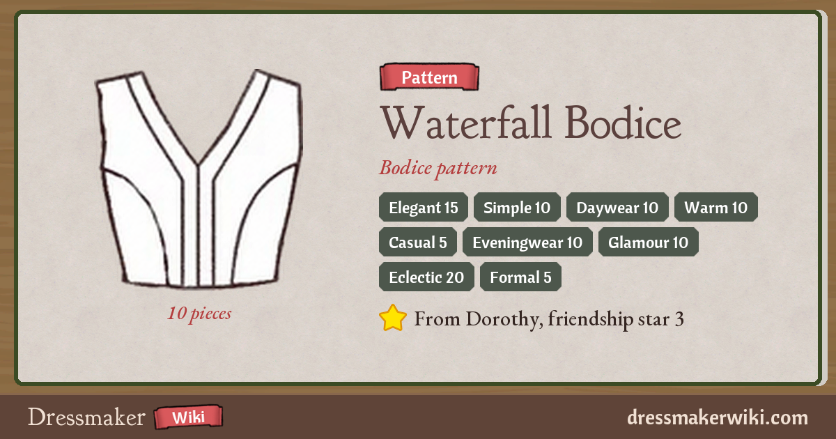 Waterfall Bodice (pattern) - Dressmaker Wiki