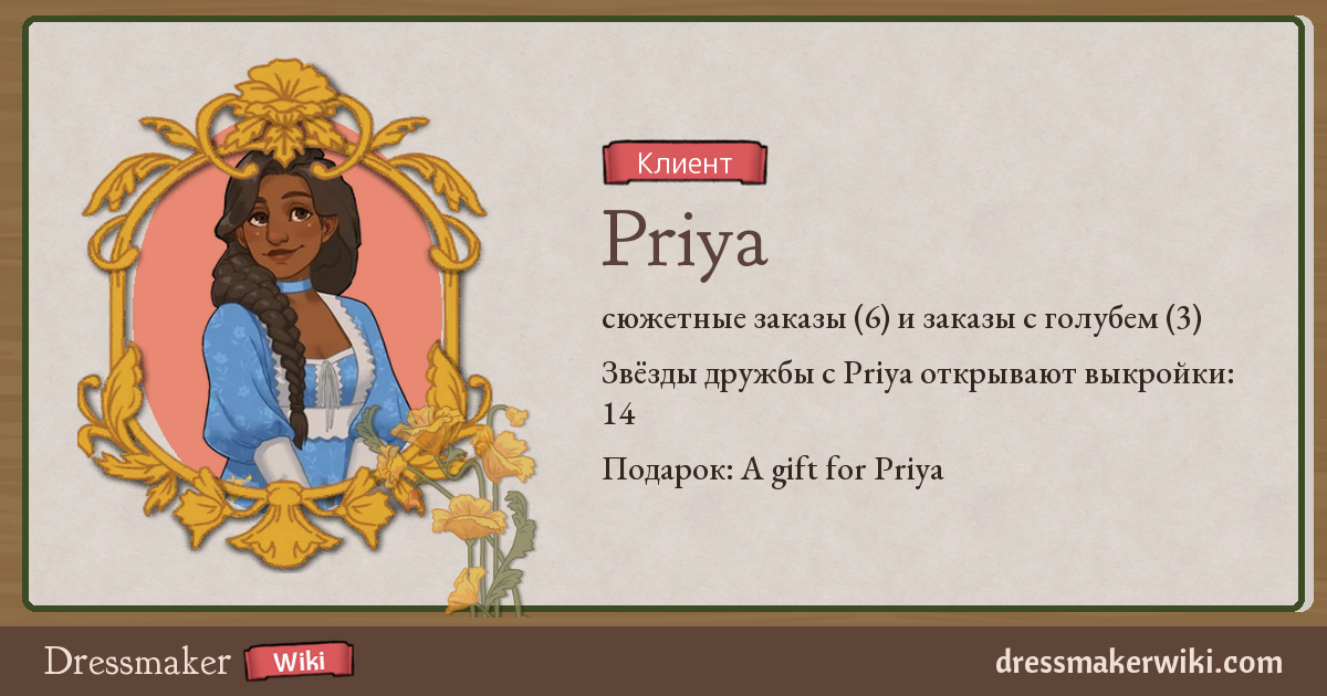 Priya (клиент) - Dressmaker Wiki