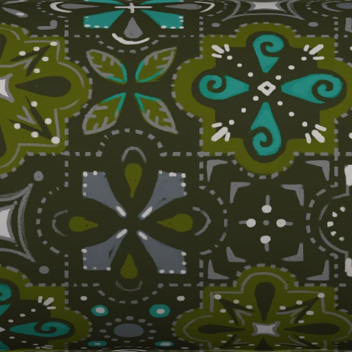 Tecido Green Kaleidoscope Embroidered Cotton
