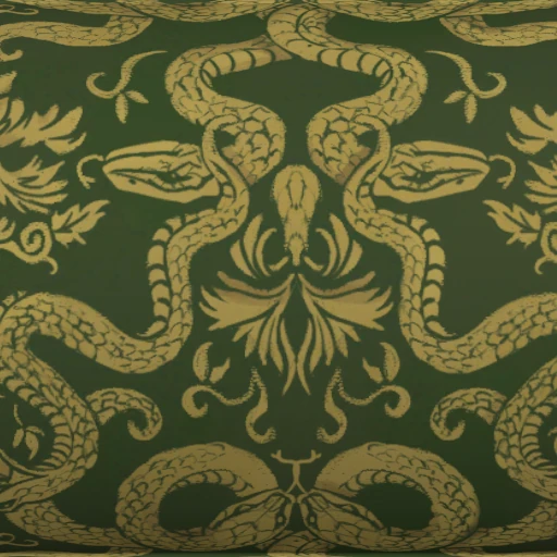 Ткань Green Swirling Serpent Cotton Print