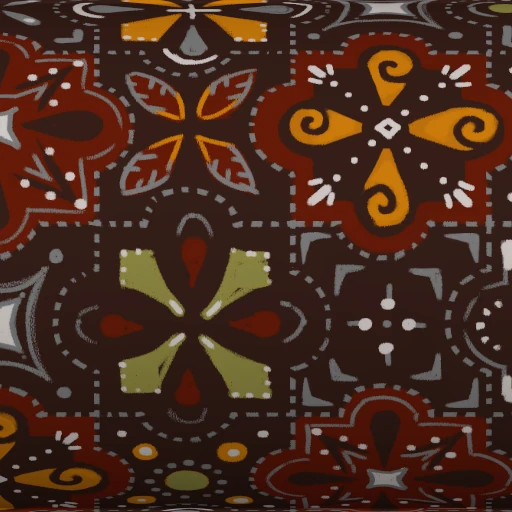 Tecido Red Kaleidoscope Embroidered Cotton