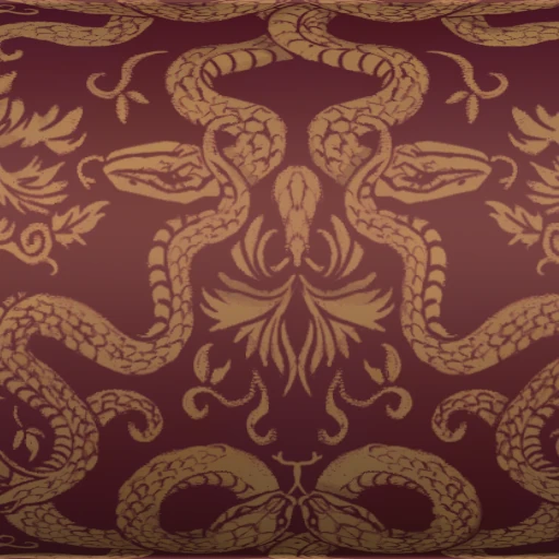 Ткань Red Swirling Serpent Cotton Print