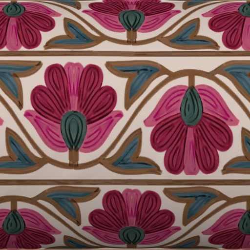 Tecido Rows of Pink Peonies Embroidered Cotton