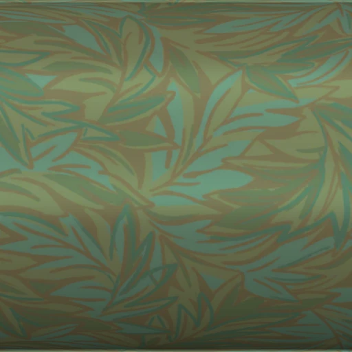 Tecido Teal Leaf Print Silk