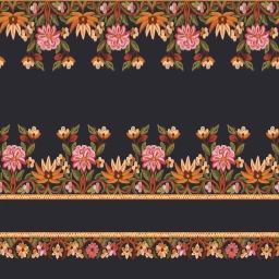 Amostra de tecido Blossoms on Midnight Embroidered Cotton