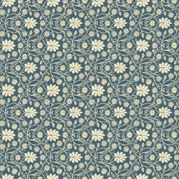 Amostra de tecido Blue Floral Abstract Print Cotton