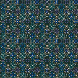 Amostra de tecido Blue Kaleidoscope Embroidered Cotton