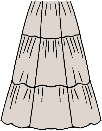 Straight Gathered Tiered Skirt