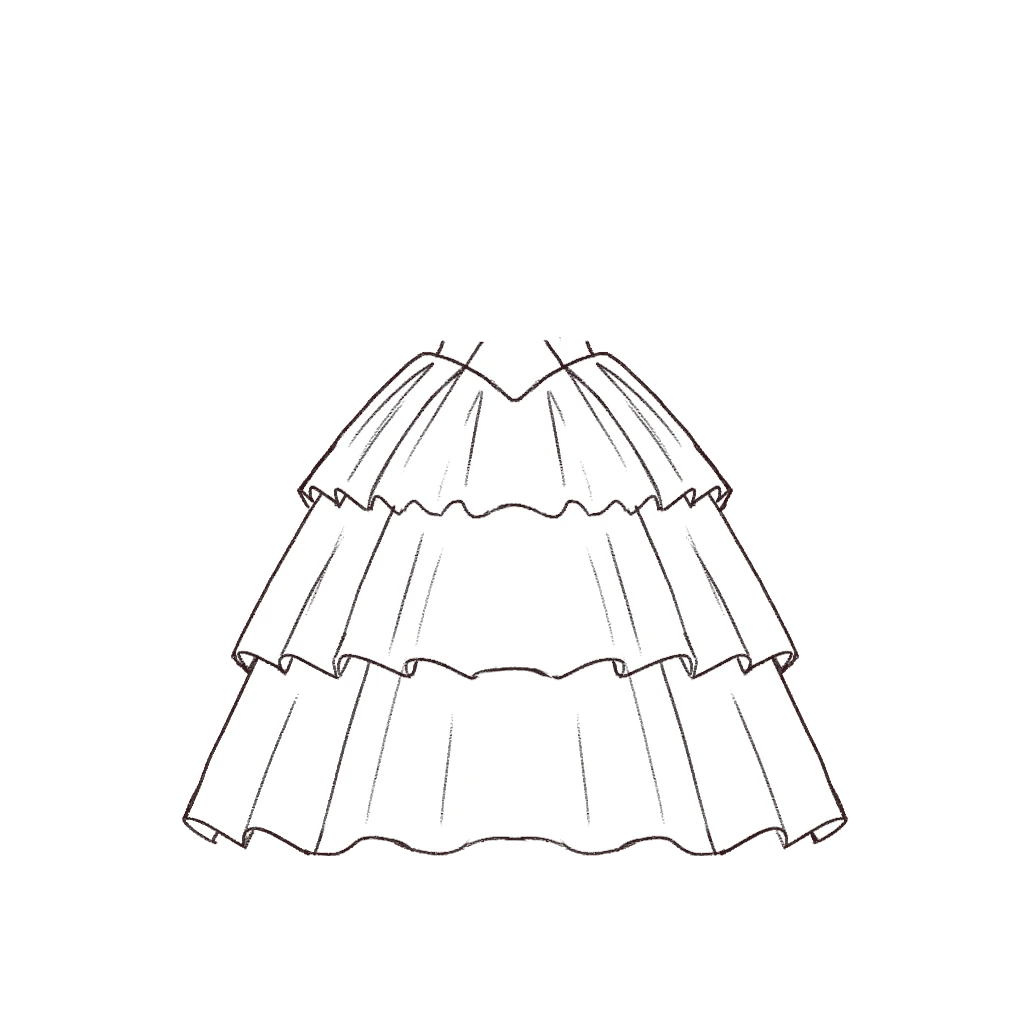 Esboço de Basque Tiered Skirt, variante 1