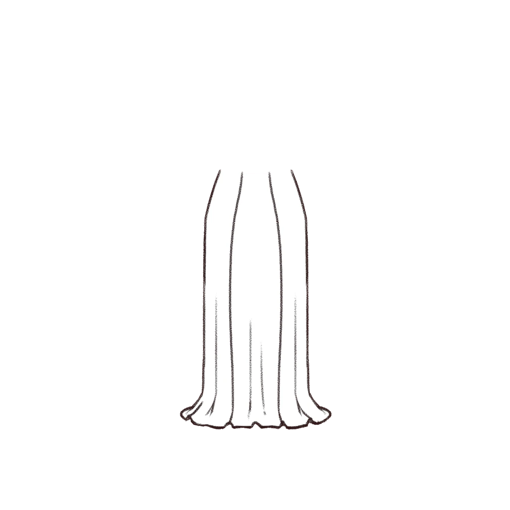 Esboço de Bias Cut Skirt, variante 1