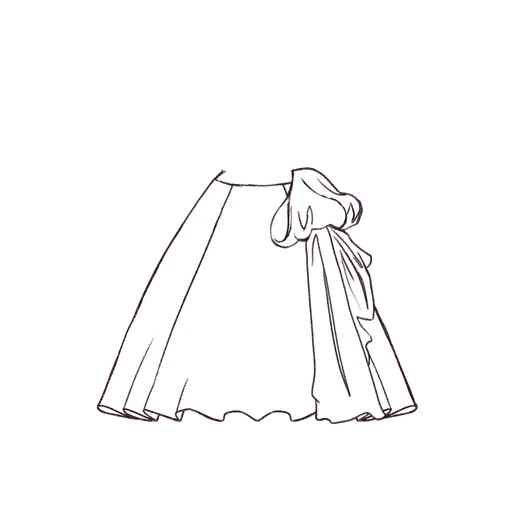 Esboço de Bow Ballgown Skirt, variante 1