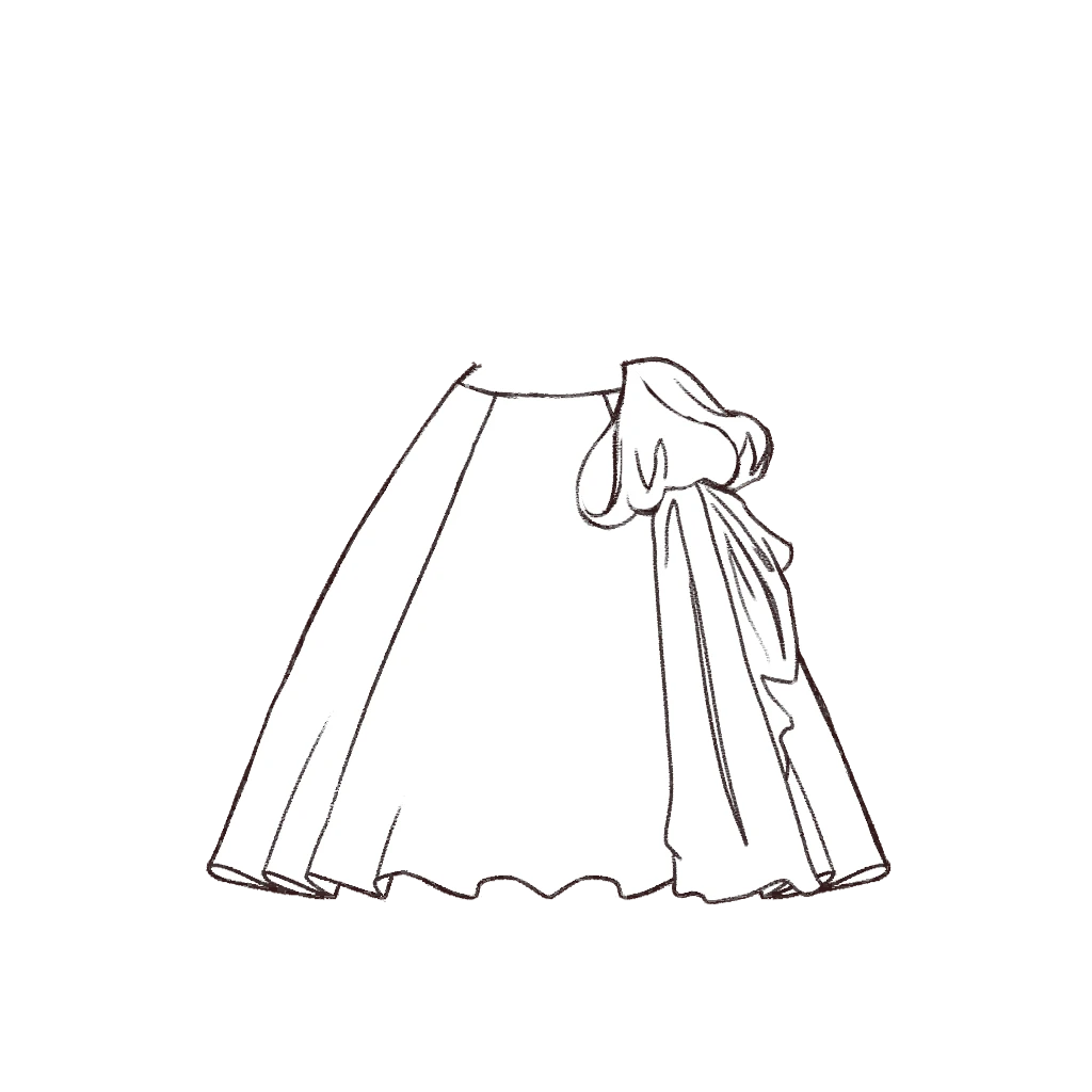 Esboço de Bow Ballgown Skirt, variante 1