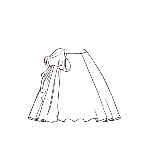 Esboço de Bow Ballgown Skirt, variante 2