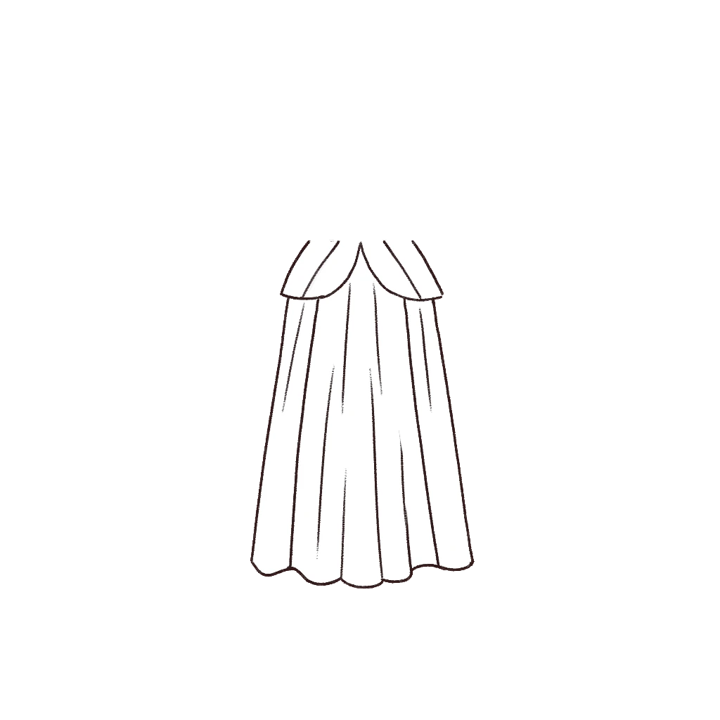 Esboço de Curved Peplum Skirt, variante 1