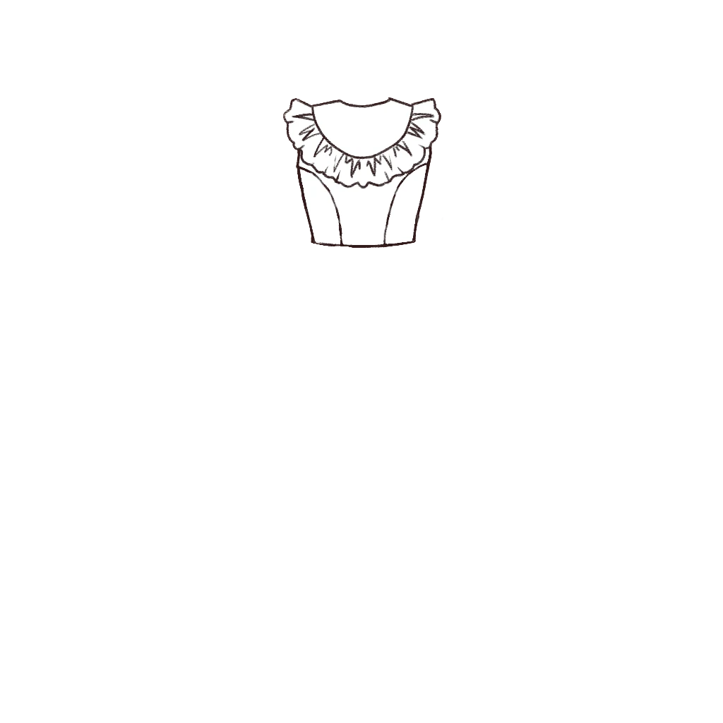 Esboço de Elevated Scoop Ruffle Bodice, variante 1