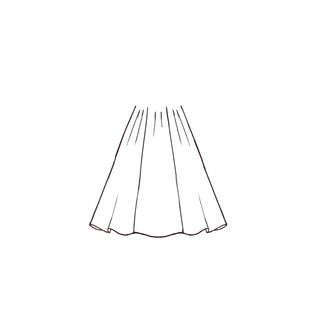 Esboço de Flare Skirt, variante 1