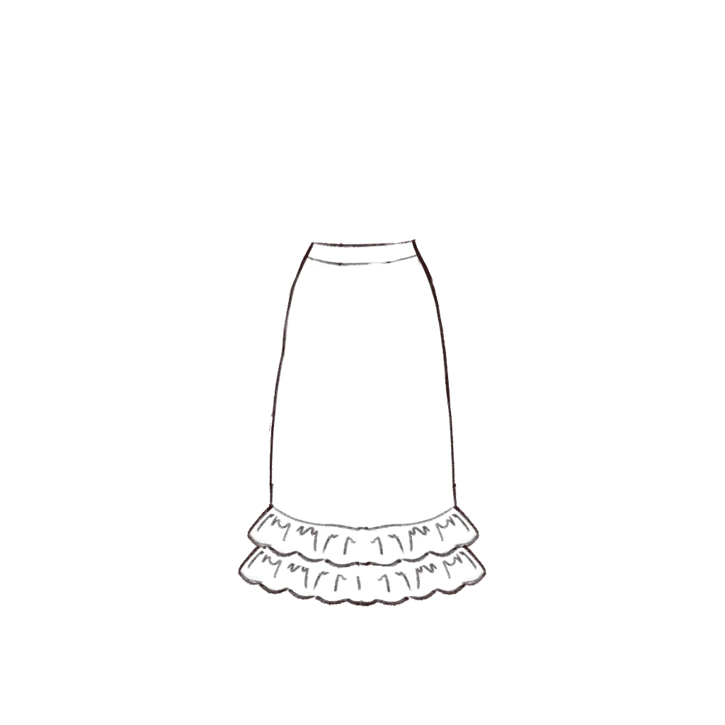 Esboço de Frill Skirt, variante 1