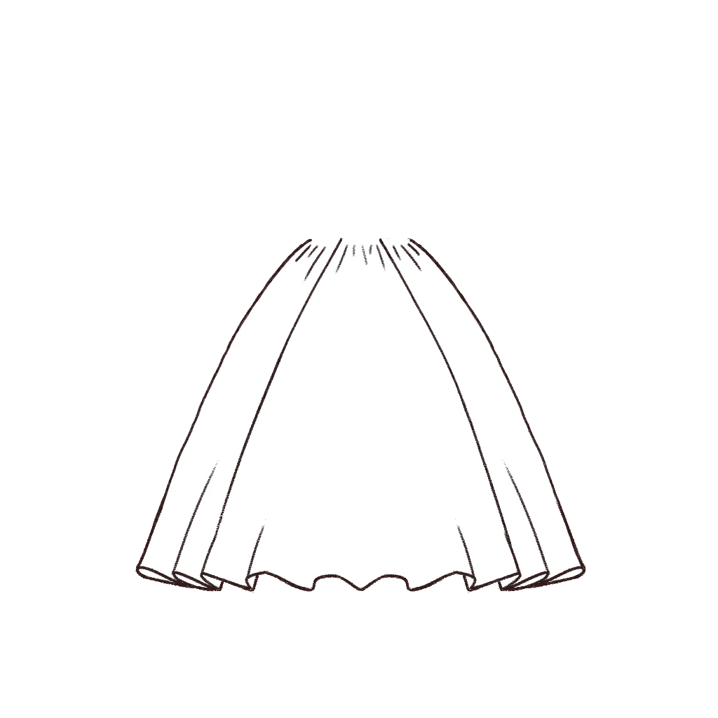 Esboço de Gathered Ballgown Skirt, variante 1