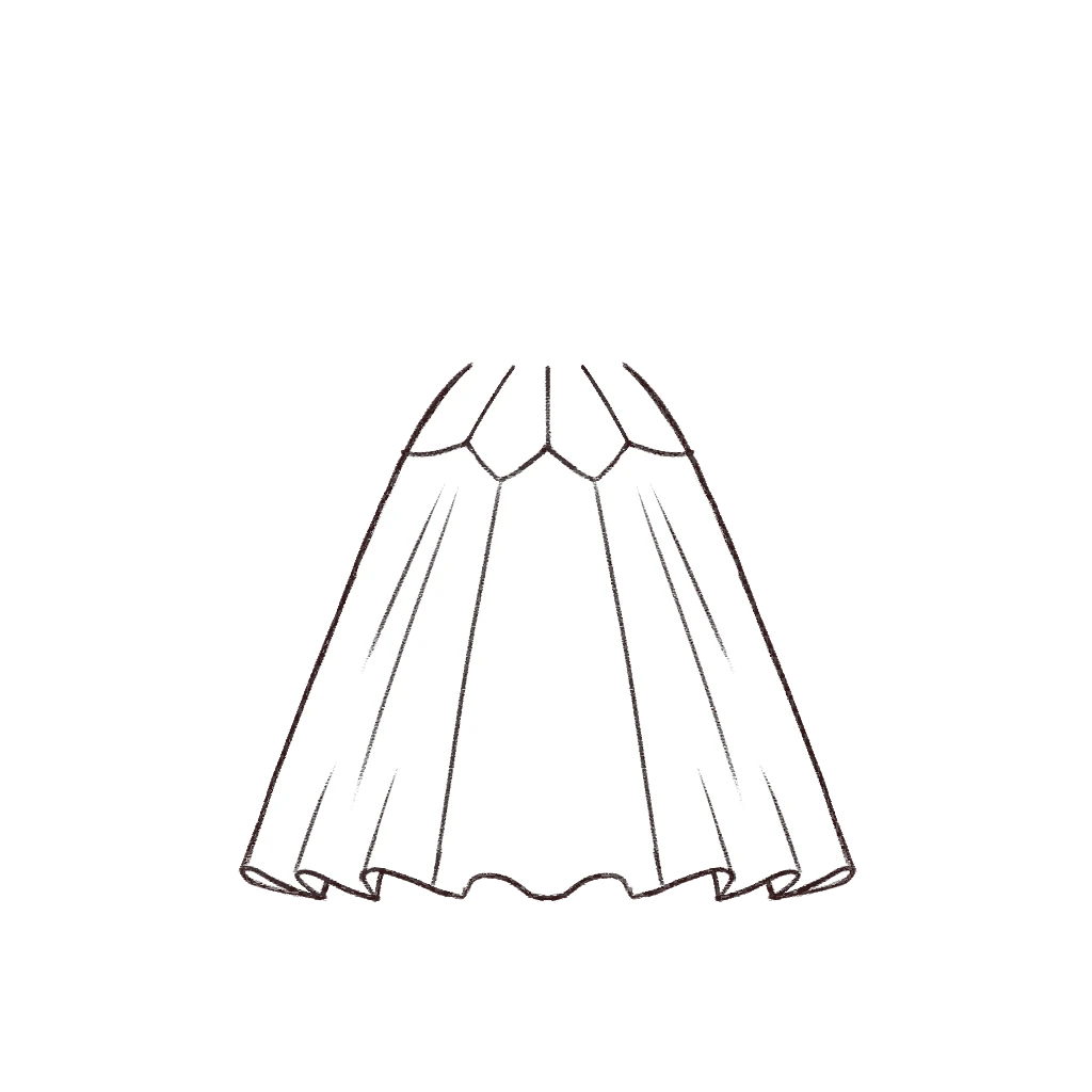 Esboço de Petal Peplum Skirt, variante 1