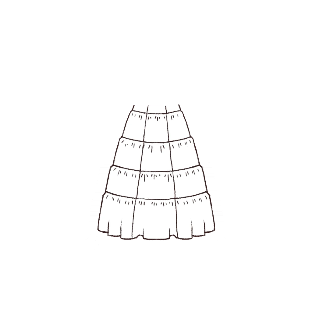 Esboço de Puffy Gathered Tiered Skirt, variante 1