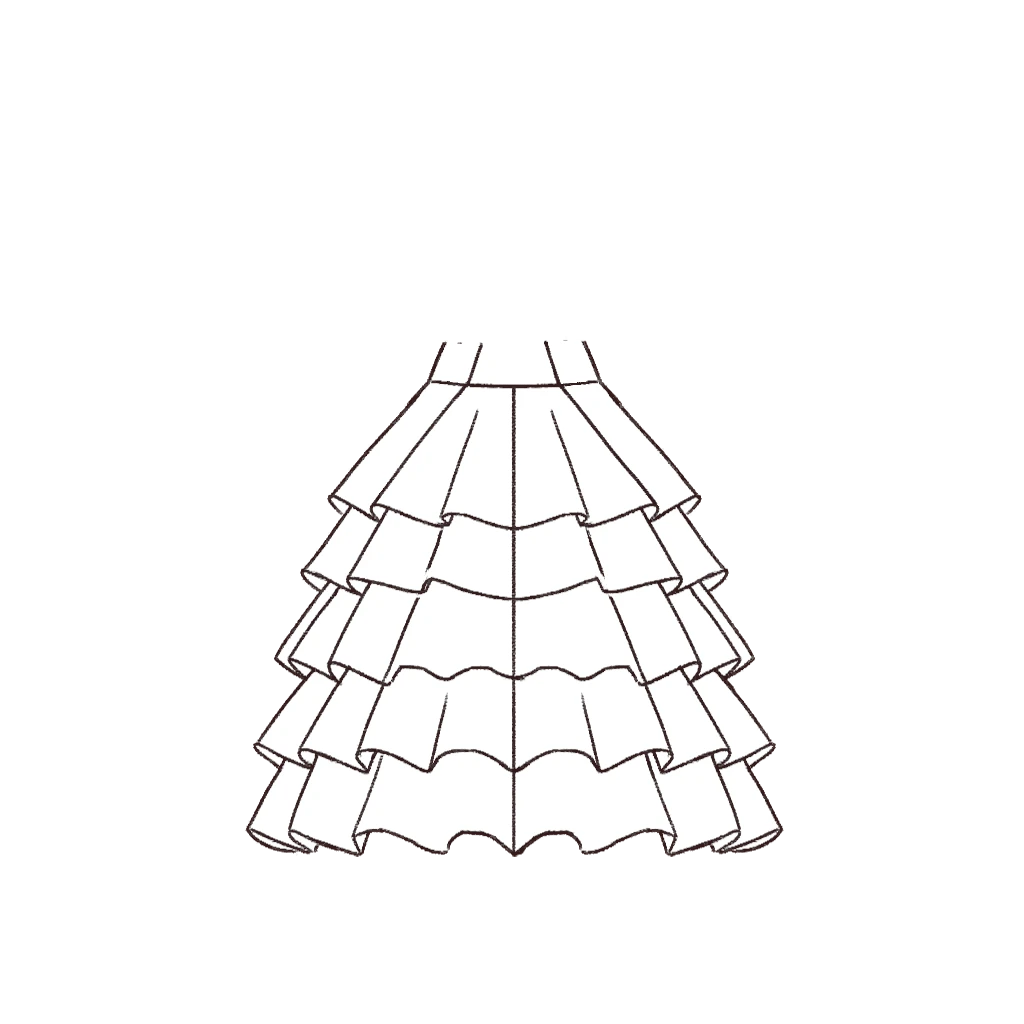 Esboço de Ruffle Skirt, variante 1