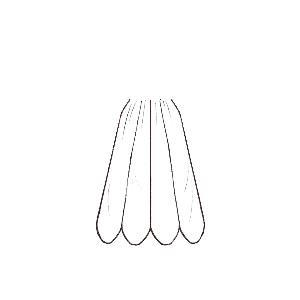 Esboço de Scallop Skirt, variante 1