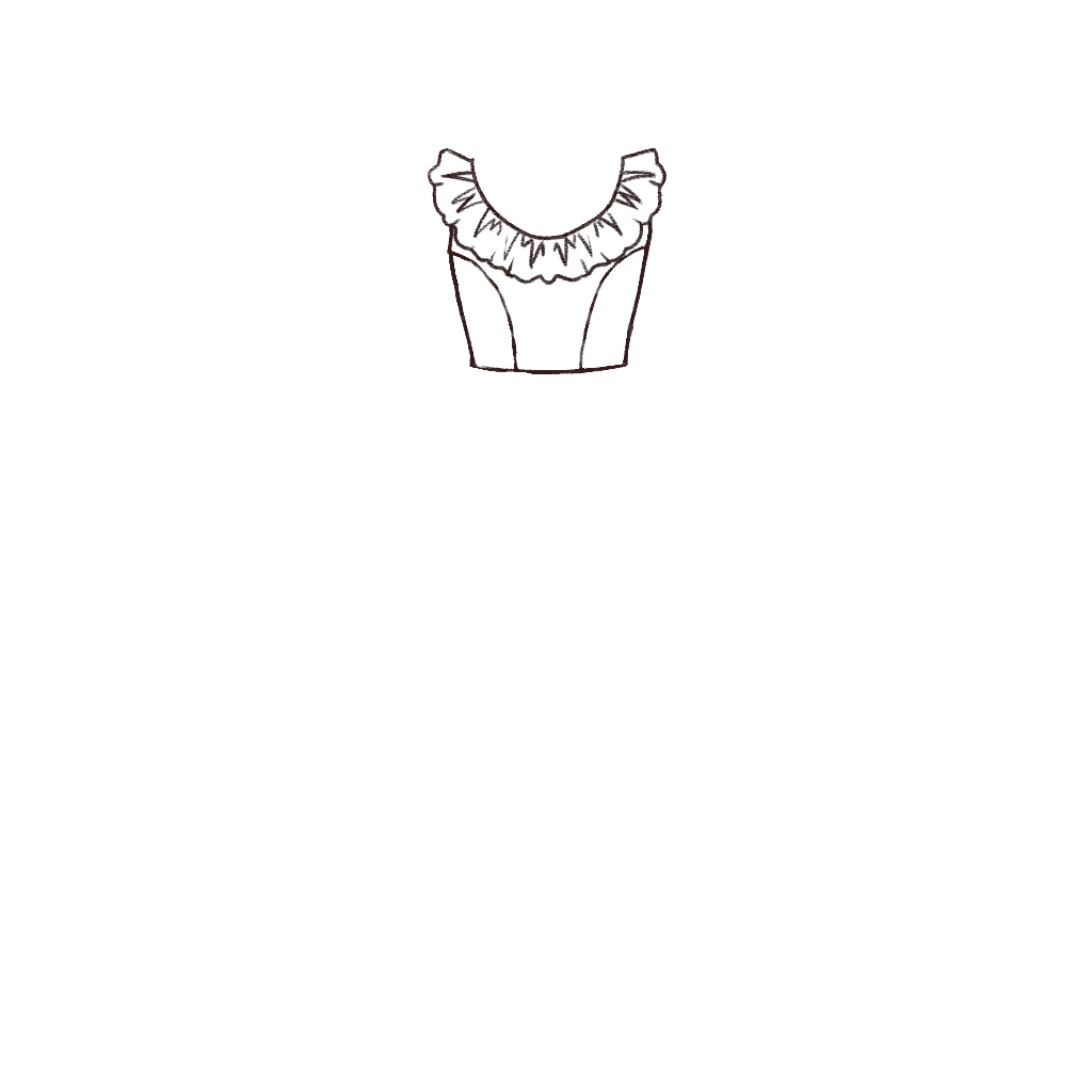 Esboço de Scoop Ruffle Bodice, variante 1