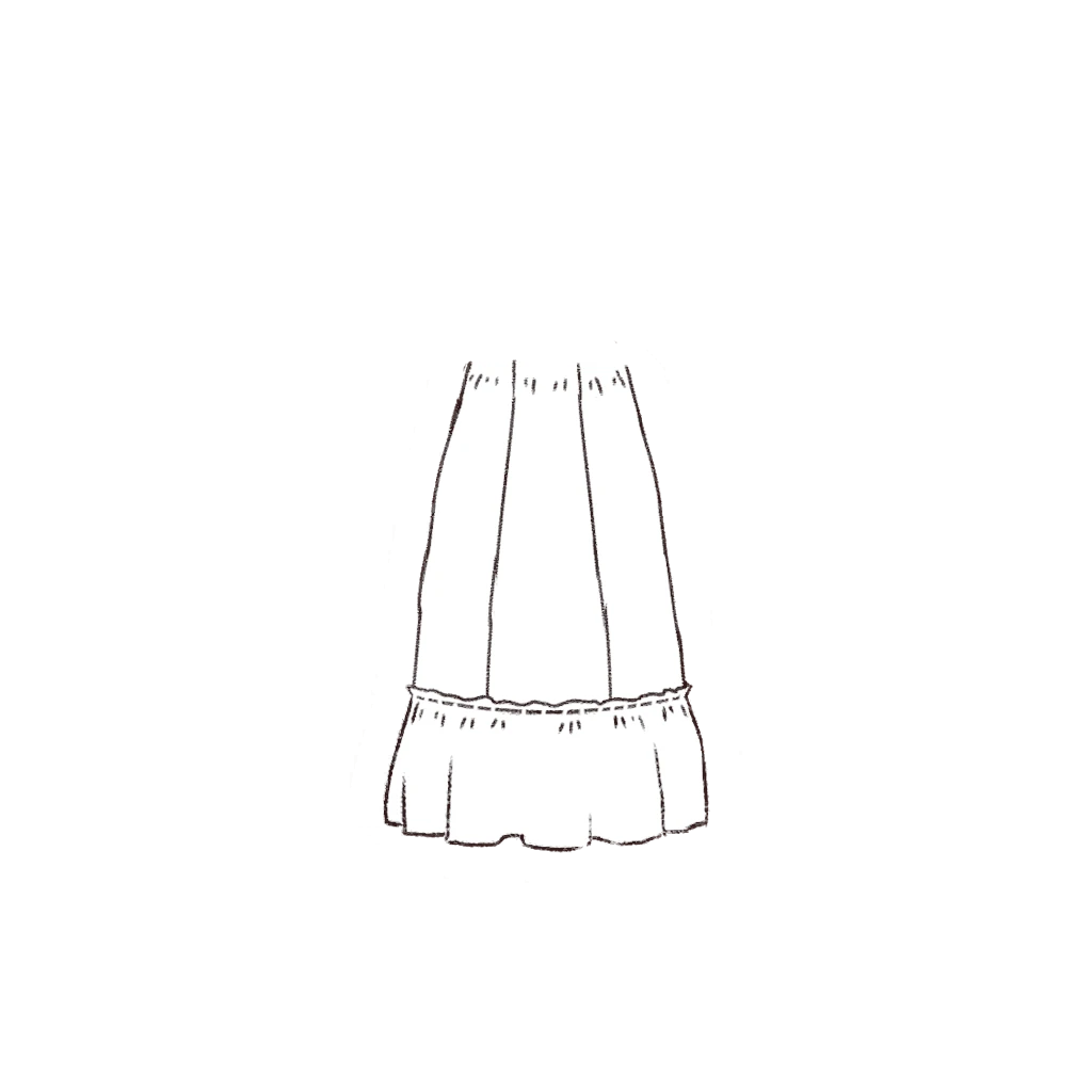 Esboço de Single Tiered Skirt, variante 1