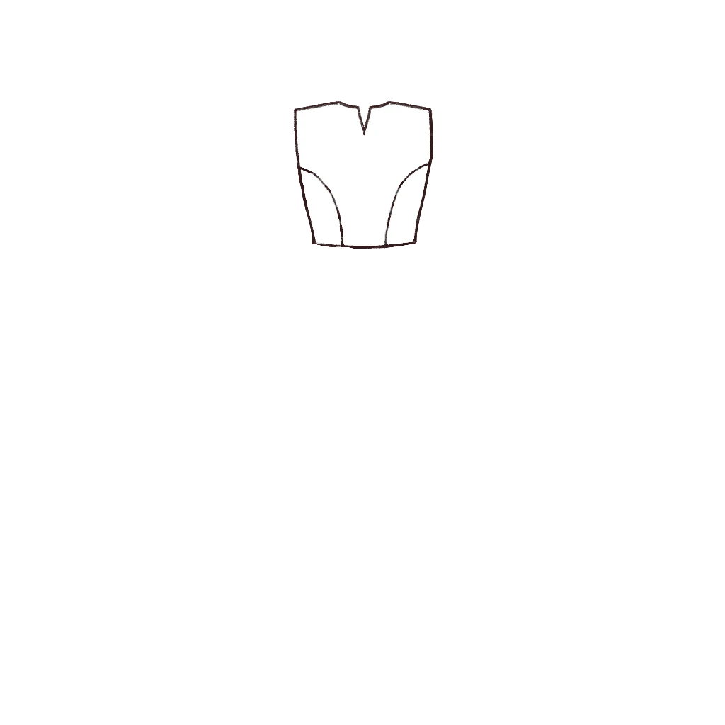 Esboço de Split Crew Bodice, variante 1