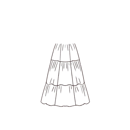 Esboço de Straight Gathered Tiered Skirt, variante 1