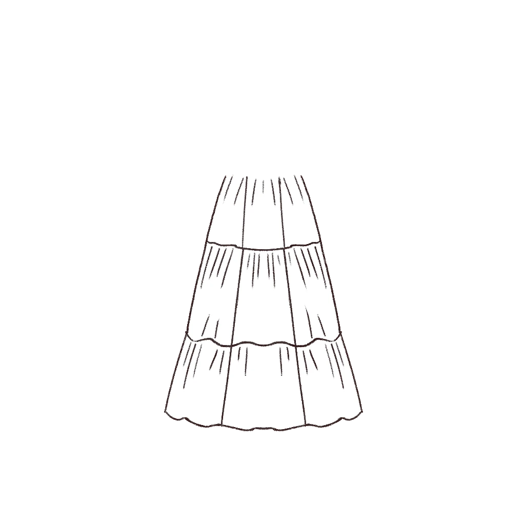 Esboço de Straight Gathered Tiered Skirt, variante 1