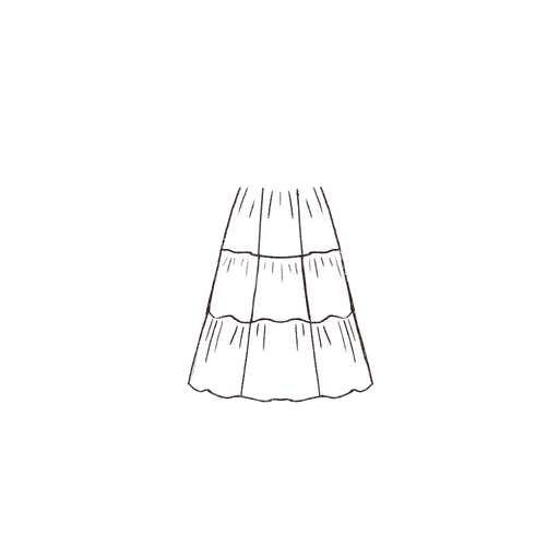 Esboço de Straight Gathered Tiered Skirt, variante 2