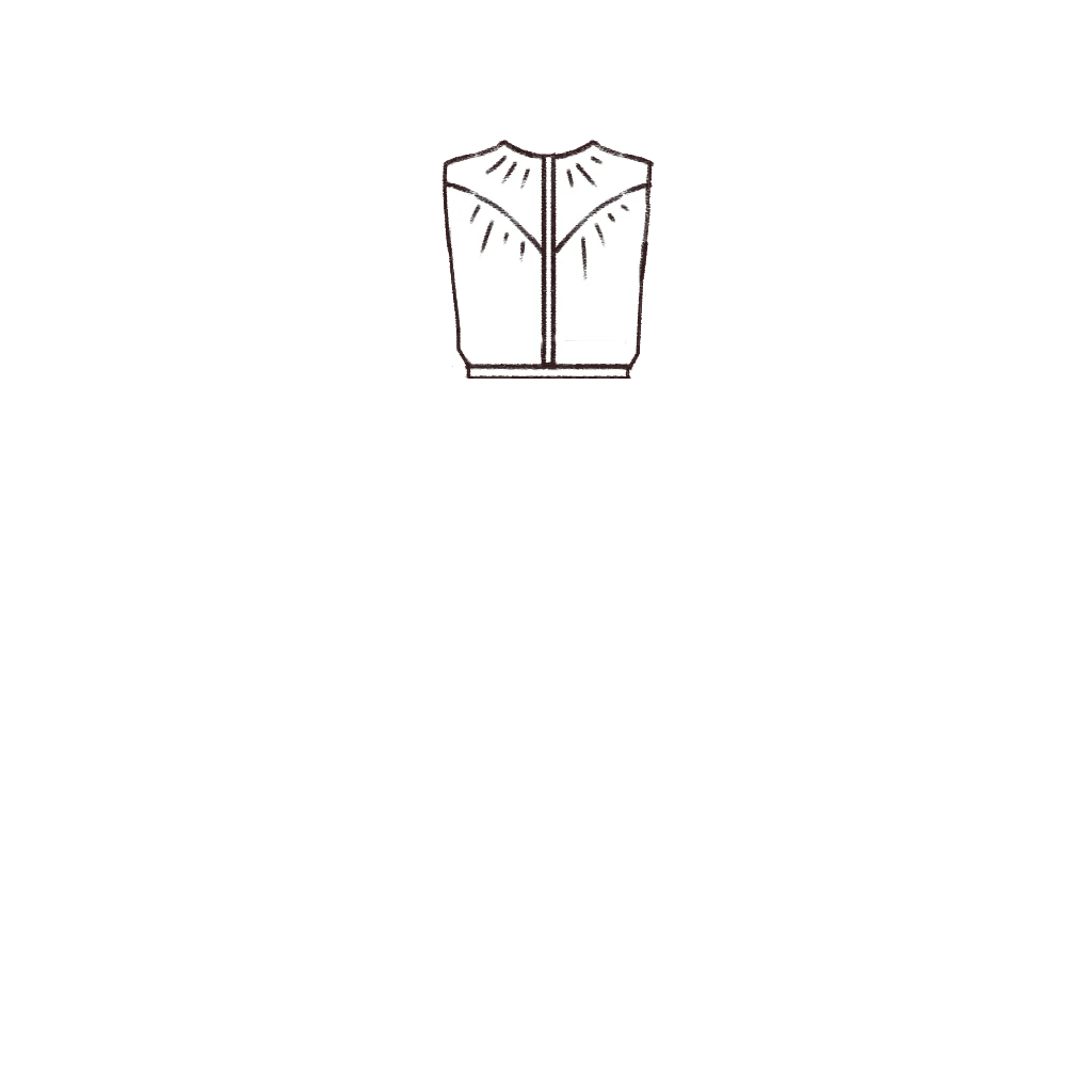 Esboço de Upturned Yoked Bodice, variante 1