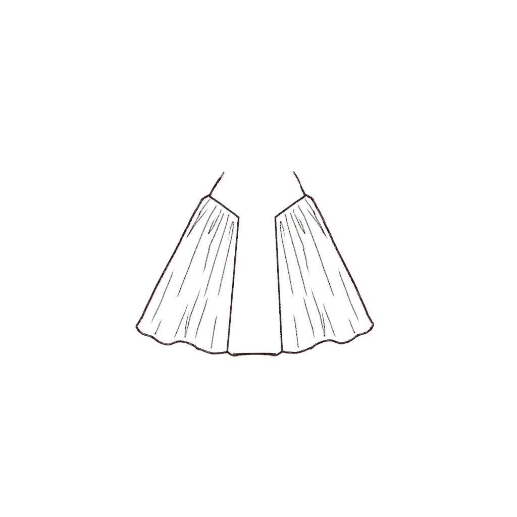 Esboço de Yoke Gathered Skirt, variante 1